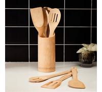 Aleki Natural Bamboo 6 Piece Kitchen Tool Set with Holder