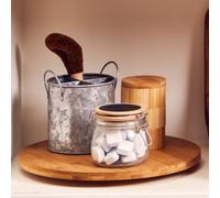 Aleki Natural Bamboo Lazy Susan with Three Footed Base