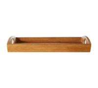 Aleki Natural Bamboo Rectangular Serving Tray with Cut Out Handles
