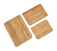 Aleki Natural Bamboo Set of 3 Chopping and Serving Boards with Hanging Holes