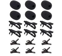 ALEKOR 6 Pieces Lavalier Microphone Metal Tie Clips, 6 Pieces Lapel Mic Windscreen Foam Covers and 6 Pieces Lav Mic Plastic Wire Clips