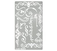 Aleks Melnyk #4 Metal Stencil for Wood Burning, Flowers and Vines, Ornament, Vintage, Finds Small Stencil Patterns, Pyrography, Engraving, Template for Painting on Wood, on Walls, Furniture Crafts
