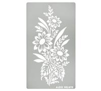 Aleks Melnyk No.273 Metal Stencil, Sunflower in a Bouquet with Wildflowers, Leaf Blossom, Small Stencil, 1 PC, Template for Wood Burning, Engraving, Crafting, Scrapbook, Art