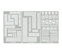Aleks Melnyk No.36 Metal Stencils for Bullet Journaling, Greek Key, Small Border, Celtic Knot, Ornate Viking, Steel Journal Stencils, for Engraving, Pyrography, Wood Burning