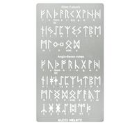 Aleks Melnyk No.409 Metal Stencil, Elder Futhark, Anglo-Saxon Runes 0.5in, Ancient Alphabet, Sigil Magic Alphabet Stencil, Pyrography Engraving, Template Wood Burning, Bookmark