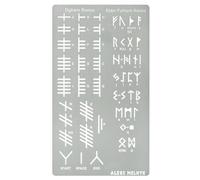 Aleks Melnyk No.421 Metal Stencil, Elder Futhark and Ogham Runes, Ancient Alphabet, Sigil Magic Alphabet, Letter Template for Wood Burning, Pyrography Engraving, Wicca Stencil, Bookmark