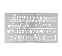 Aleks Melnyk No.424 Metal Stencil, Song Writer's Composing Template for Music Notes, 1 PC, Large Symbols, Bullet Journaling, Bookmark, Engraving Wood, Wood Burning and Patterns