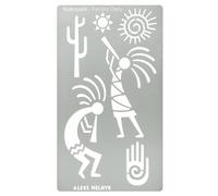 Aleks Melnyk No.434 Metal Stencil, Kokopelli Fertility Deity, Petroglyph Designs, Small Stencil, 1 PCS, Template for Wood Burning, Engraving, Crafting, Scrapbook, Art