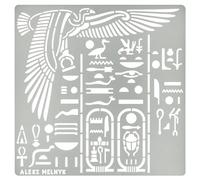 Aleks Melnyk No.449 Metal Stencil, Egyptian Hieroglyphics and God Nekhbet, Small Stencil, 1 PC, Template for Wood Burning, Engraving, Crafting, Scrapbook