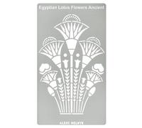 Aleks Melnyk No.459 Metal Stencil, Swirls, Egyptian Lotus Flowers Ancient, Ornament, Patterns, Small Stencil, 1 PCS, Template for Wood Burning, Engraving, Crafting, Scrapbook, Art, Ornate