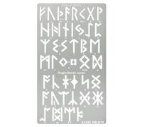 Aleks Melnyk No.483 Metal Stencil, Elder Futhark and Anglo-Saxon Runes 0.8in, Ancient Alphabet, Sigil Magic Alphabet Stencil 1 PCS, Template Wood Burning, Pyrography Engraving, Bookmark
