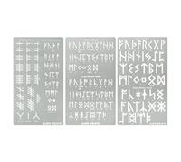 Aleks Melnyk No.489 Metal Stencils, Elder Futhark and Ogham Runes, Ancient Alphabet, Sigil Magic Alphabet Stencils 3 PCS, Letter Templates for Wood Burning, Pyrography Engraving