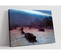 Aleksander Gierymski Evening on The Seine Impressionism Painting Canvas Wall Art Picture Print - 24 inch wide x 16 inch high (Frame Depth 30mm)