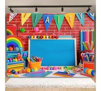 AlELCJY Back to School Backdrop Classroom Red Brick Wall Welcome Back to School Fabric Photography Background Online Teaching Background Teachers Students Photoshoot Backdrop(B, 7x5feet)