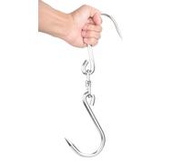 Alele Swiveling Meat Hook,10mm Heavy Duty Stainless Steel Processing Butcher Hooks - Large Fish,Hunting,Carcass Hanging Hook Pack of 2 (13inch Swiveling Meat Hook)