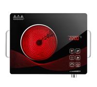 Alemania 2200W Single Electric Ceramic Hob, Infrared Cooktop Portable Hot Plate, Countertop Burner for Cooking, Plug-in Compact Kitchen Hob, Adjustable Temperature Camping Stove