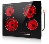 ALEMANIA 60cm Electric Ceramic Hob 4 Zone with Dual Ring Burners, Slide Touch Control Infrared Cooktop, 6700W 230V Built-in Glass Hob