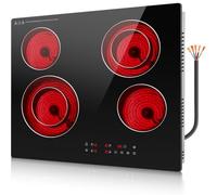 ALEMANIA 60cm Electric Ceramic Hob 4 Zone with Dual Ring Burners, Touch Control Infrared Cooktop, 6700W 230V Built-in Glass Hob