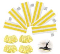 ALEMORUNA 10-Piece Steam Cleaner Pads Compatible with Kärcher SC1-SC5 | 6 floor pads and 4 cloth covers in washable yellow microfibre for routine hard-floor steam cleaning