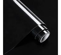 Alened Sticky Back Plastic Black Vinyl Wrap 40x300cm Self Adhesive Wallpaper Glossy Peel and Stick Waterproof Removable for Kitchen Cupboard Worktop Furniture Walls DIY