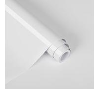 Alened Sticky Back Plastic White Vinyl Wrap 60x600cm Self Adhesive Wallpaper Glossy Peel and Stick Waterproof Removable for Kitchen Cupboard Worktop Furniture Walls DIY