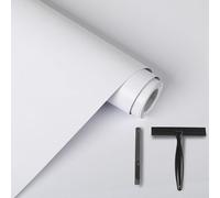 Alened White Vinyl Wrap Sticky Back Plastic Matt 30x200cm Toolkit Included, White Self Adhesive Wallpaper Peel and Stick Waterproof Removable for Kitchen Cupboard Cabinets Table DIY Furniture Walls