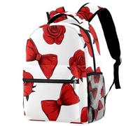 Alentine's Day Cute Bow and Rose Seamless Pattern Backpack Rucksack for Girls Boys Schoolbag for Elementary Middle Students
