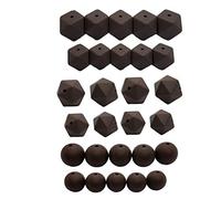 Alenybeby 50pcs Coffee Color DIY Silicone Pearl Beads Set 14mm 17mm Silicone Hexagon Icosahedron Beads 12mm 15mm Round Silicone Beads for Keychain Mom Craft Necklace Jewelry Making