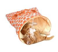 ALEOHALTER Indoor Cat Tunnel Bags With Plush Ball, Self Interactive Toy With Crinkle Paper, Collapsible Drill Bag (Orange)