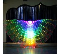 ALEOHALTER Led Belly Dance Wings Isis Wings Butterfly light Up Wings Angel Costume with Telescopic Sticks for Stage Show Halloween Christmas Party