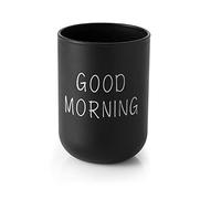 ALEOHALTER Toothbrush Holder, Good Morning Cup Toothbrush Cup, Home Travel Bathroom Washing Toothpaste Holder Plastic Tumbler Cup(Black)