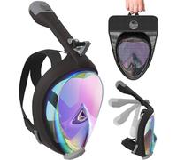 Aleoron - Foldable Snorkel Mask Full Face for Adults - Latest Dry Top System 180 Panoramic Snorkeling Mask with Camera Mount Safe Breathing Anti Fog