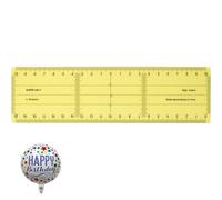 ALEPH 20cm Plastic Square Ruler Large Model and 18 Inch Happy Birthday Balloon