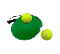 Alephnull Tennis Trainer Kit with 2 Rebound Balls for Individual Practice Tennis Ball Games with Long Retractable Leather String Trainer Set Suitable for Indoor and Outdoor (Basic, Green)