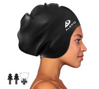 Alepo Extra Large Swimming Cap Women Men, Durable Silicone Swimming Hat Long Hair with Ear Protection, Unisex Adults Swim Caps