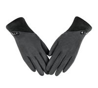 Alepo Womens Winter Warm Gloves, Contrast Color Design Touchscreen Texting Fleece Lined Windproof Driving Gloves Hand Warmer (Gray-M)