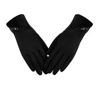 Alepo Womens Winter Warm Gloves, Contrast Color Design Touchscreen Texting Fleece Lined Windproof Driving Gloves Hand Warmer (Black-M)