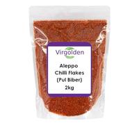 Aleppo Chilli Flakes (Pul Biber) Turkish Chilli 2kg by Virgolden - Pul Biber, Semi-Dried Red Pepper, Middle East Cuisine, Mildly Hot, Marash Pepper