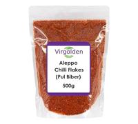 Aleppo Chilli Flakes (Pul Biber) Turkish Chilli 500g by Virgolden - Pul Biber, Semi-Dried Red Pepper, Middle East Cuisine, Mildly Hot, Marash Pepper