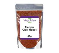 Aleppo Chilli Flakes (Pul Biber) Turkish Chilli 50g by Virgolden - Pul Biber, Semi-Dried Red Pepper, Middle East Cuisine, Mildly Hot, Marash Pepper