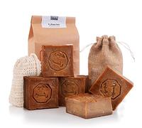 Aleppo Soap 5x 60% Olive Oil, 40% Laurel Oil + 1x Sisal Soap Bag + 1x Storage Bag(each soap approx.200gr)|hair,natural,shower soap | handmade + vegan