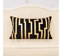 Alerfa 12 x 20 Inches Black Geometric Silver Leather Striped Cushion Cases Luxury European Throw Pillow Covers Decorative Pillows for Couch Living Room Bedroom Car 30 x 50cm