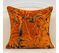 Alerfa 18 x 18 Inch Orange Square Maple Leaf Pillow Embroidery Cut Velvet Cushion Case Luxury Modern Lumbar Throw Pillow Cover Decorative Pillow for Couch Sofa Living Room Bedroom Car