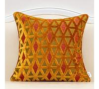 Alerfa 18 x 18 Inch Square Diamond Plaid Striped Embroidery Cut Velvet Cushion Case Luxury Modern Throw Pillow Cover Decorative Pillow for Couch Sofa Living Room Bedroom Car, Orange