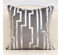 Alerfa 18 x 18 Inches Gray Geometric Silver Leather Striped Cushion Cases Luxury European Throw Pillow Covers Decorative Pillows for Couch Living Room Bedroom Car 45 x 45cm