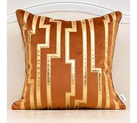 Alerfa 18 x 18 Inches Orange Geometric Gold Leather Striped Cushion Cases Luxury European Throw Pillow Covers Decorative Pillows for Couch Living Room Bedroom Car 45 x 45cm