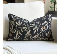 Alerfa Black Floral Throw Pillow Cover 12 x 20 Inch Rectange Luxury Decorative Lumbar Pillow Cover for Couch Living Room Bedroom