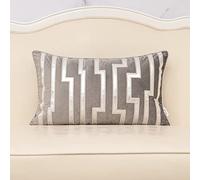 Alerfa Lumbar Cushion Covers Refined Decorative Velvet Embroidered Cushion Covers for Sofa Living Room Bedroom Decorative Gold Geometric Pattern Leather 12x20 Inch Grey