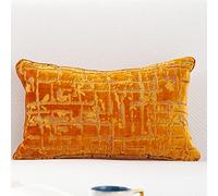 Alerfa Rectangle Geometrical Plaid Striped Cut Velvet Throw Pillow Cover 12x20 Inch Luxury Modern Decorative Lumbar Pillow Cover for Couch Living Room Bedroom, Orange
