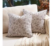 Alerfa Set of 2 Floral Pillow Covers 20x20, Vintage Block Print Throw Pillow Covers Decorative Farmhouse Accent Couch Pillows for Living Room Bedroom, Haze Green